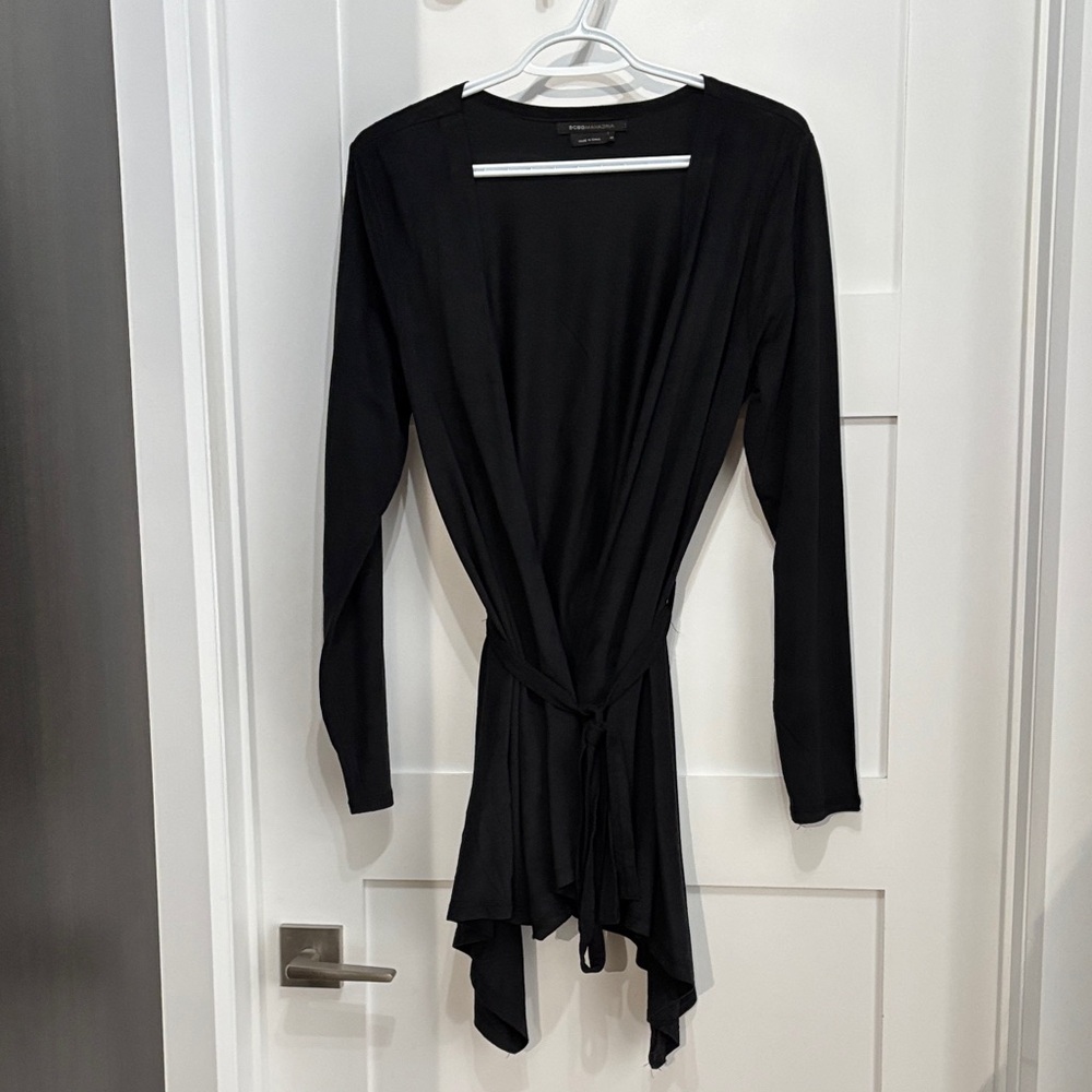 BCBGMaxAzria Black cross cross wrap sweater top.